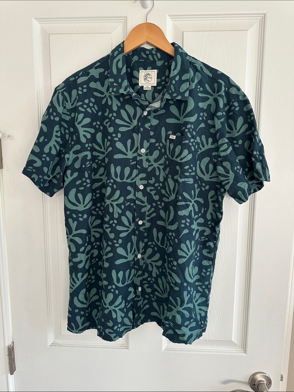 O’Neill Short Sleeve Button-Up Shirt - Teal Leaf Print